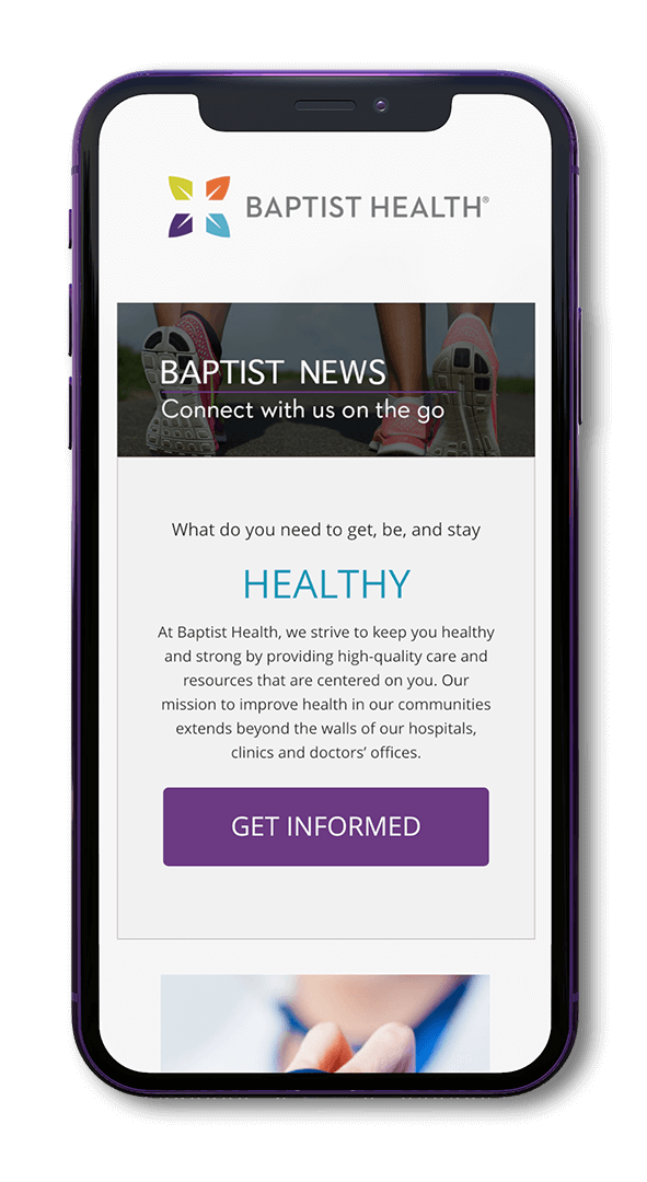 Baptist Health Email Template Preview on iPhone