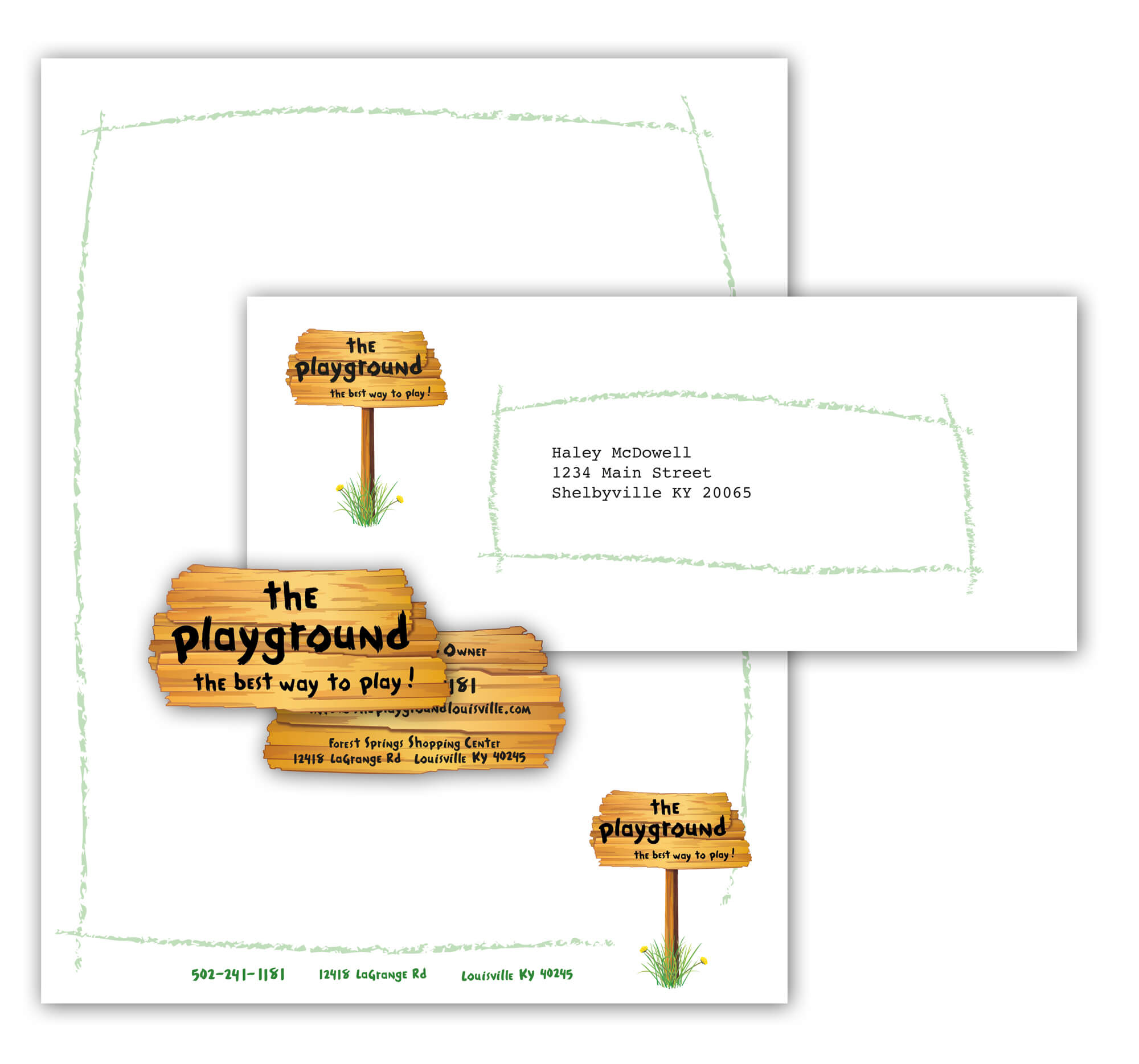 The Playground Letterhead, Envelope, and Business Card