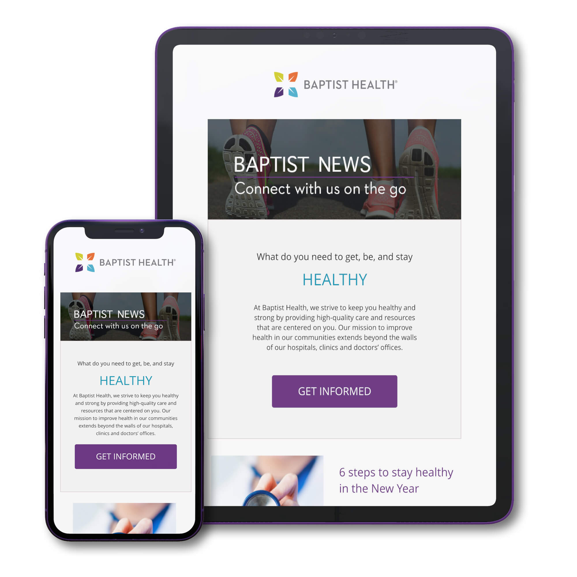 Baptist Health Email Template on Devices